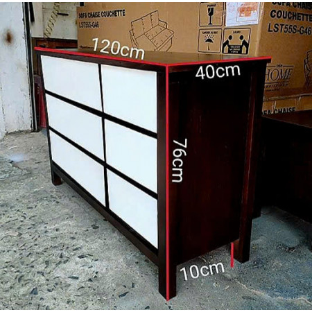 Oak 05 : Tủ 6 Ngăn Kéo Gỗ Sồi ( Màu Nâu + Trắng )